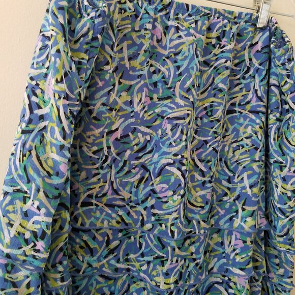 R Q T Abstract Floral Long Skirt Elastic Waistband Size 18 Plus Size - Picture 2 of 11